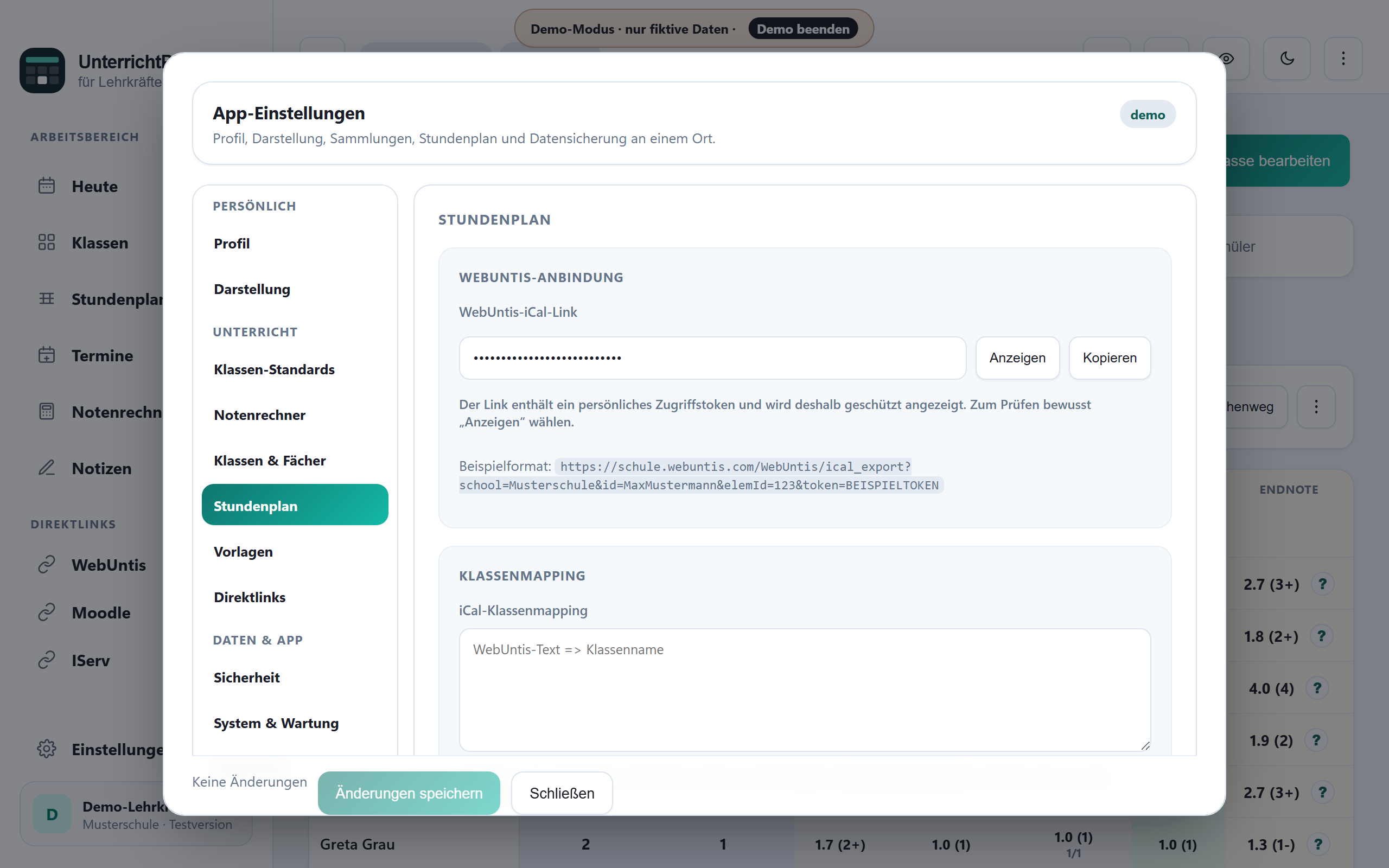 WebUntis-iCal und Klassenmapping